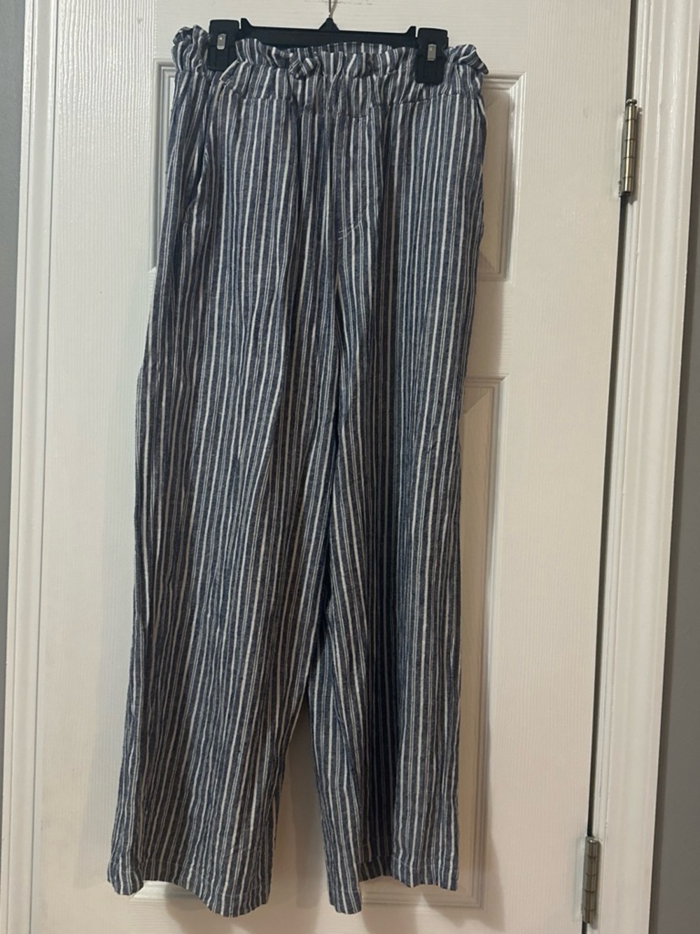 Laundry Striped Elastic-Waist Women’s High Rise Wide Leg Pants - Blue XSP